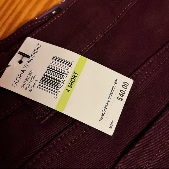 NEW Gloria Vanderbilt Amanda maroon jeans 4 - Picture 3 of 3